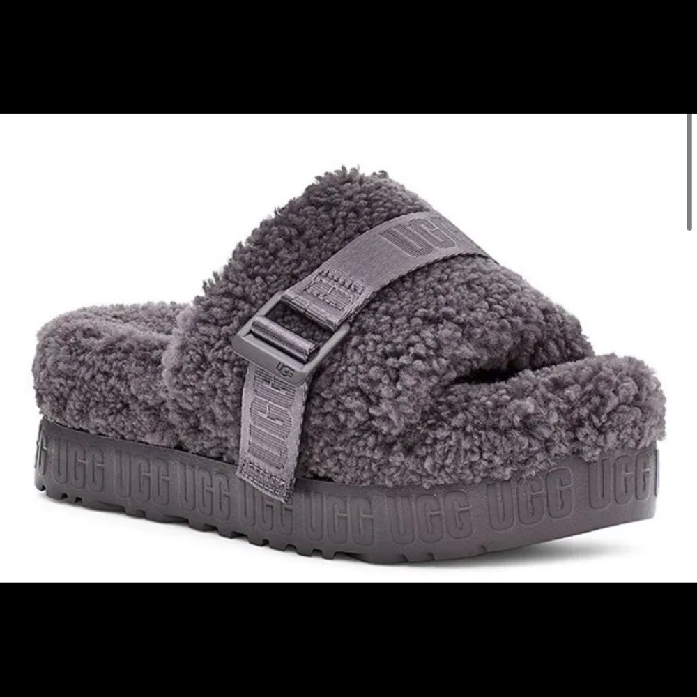 COPY - UGG® Purple Fluffita Metal Buckle Fur Slides USA 7